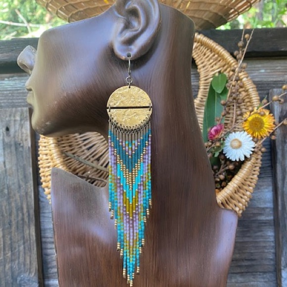 Dancing Willow Beaded Statement Earrings, lightweight - Picture 6 of 6